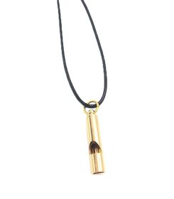Brass Emergency Whistle Necklace with Decorative Pendant Design