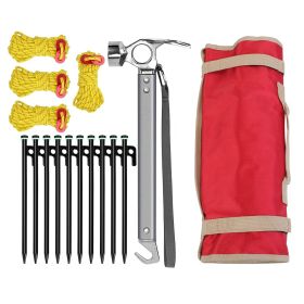 Heavy Duty Tent Stakes Kit with Hammer & Reflective Ropes