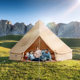 16.4ft Canvas Bell Tent with Stove Jack for Family Camping