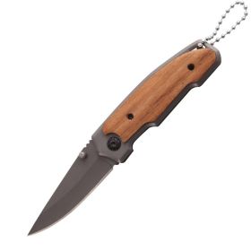 Premium Folding Pocket Knife with Wood Handle & Button Lock