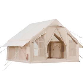 Inflatable Camping Tent for 4-6 People with Stove Jack & Pump