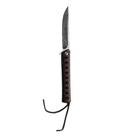 Wooder Folding Knife with Damascus Blade & Sandalwood Handle