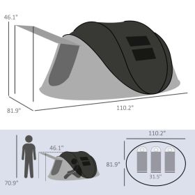 Waterproof Family Camping Tent with Porch & Instant Setup (Option: Black)