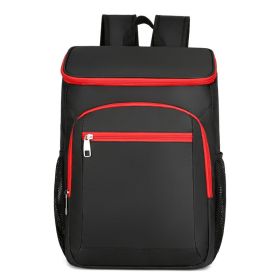 Waterproof Insulated Cooler Backpack for Camping & Outdoor Travel (Color: Black/Red)