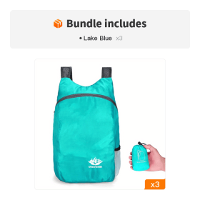 Portable Foldable Backpack for Travel, Hiking & Everyday Use (Color: Lake Blue*3)