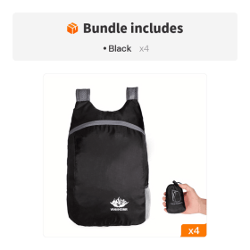 Portable Foldable Backpack for Travel, Hiking & Everyday Use (Color: Black*4)