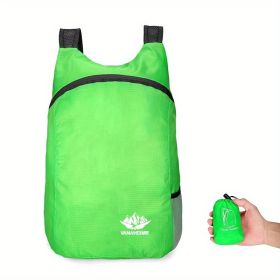 Portable Foldable Backpack for Travel, Hiking & Everyday Use (Color: Solid Green)