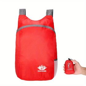 Portable Foldable Backpack for Travel, Hiking & Everyday Use (Color: Red)
