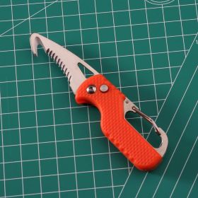 Compact EDC Multitool Keychain Cutter with Serrated Folding Blade (Color: Orange+White)