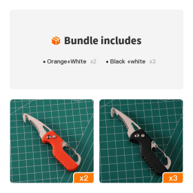 Compact EDC Multitool Keychain Cutter with Serrated Folding Blade (Color: [Orange+White]*2+[Black +white]*3)