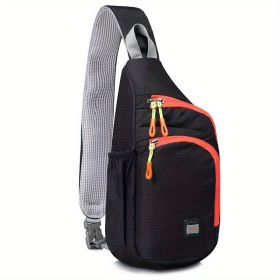 Waterproof Nylon Fanny Pack with Side Pocket & Adjustable Sling Strap (Color: Black)