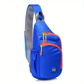 Waterproof Nylon Fanny Pack with Side Pocket & Adjustable Sling Strap (Color: Blue)