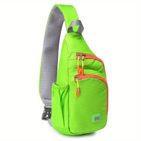 Waterproof Nylon Fanny Pack with Side Pocket & Adjustable Sling Strap (Color: Light Green)