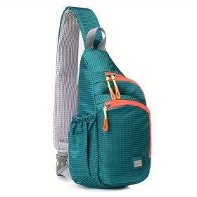 Waterproof Nylon Fanny Pack with Side Pocket & Adjustable Sling Strap (Color: Lake Green)