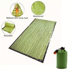 Cold Weather Sleeping Bag with Emergency Whistle & Storage Pocket (Color: Green)