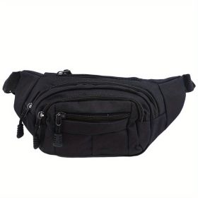 Large-Capacity Sports Waist Bag & Crossbody Sling Bag (Color: Black)