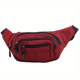 Large-Capacity Sports Waist Bag & Crossbody Sling Bag (Color: Red)