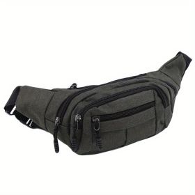 Large-Capacity Sports Waist Bag & Crossbody Sling Bag (Color: Dark Green)