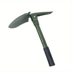 Portable Folding Camping Shovel for Survival & Emergency Preparedness (Color: Green)