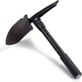 Portable Folding Camping Shovel for Survival & Emergency Preparedness (Color: Black)