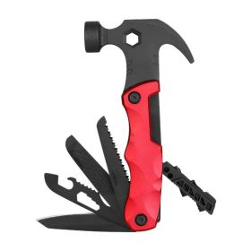 Multifunction Foldable Survival Hammer Tool for Camping & Emergency Preparedness (Color: Red)
