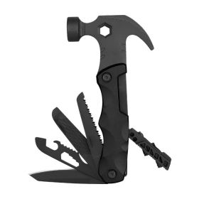 Multifunction Foldable Survival Hammer Tool for Camping & Emergency Preparedness (Color: Black)