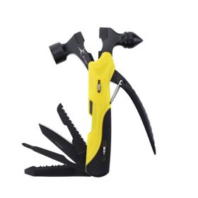 Multifunction Foldable Survival Hammer Tool for Camping & Emergency Preparedness (Color: Black & Yellow)